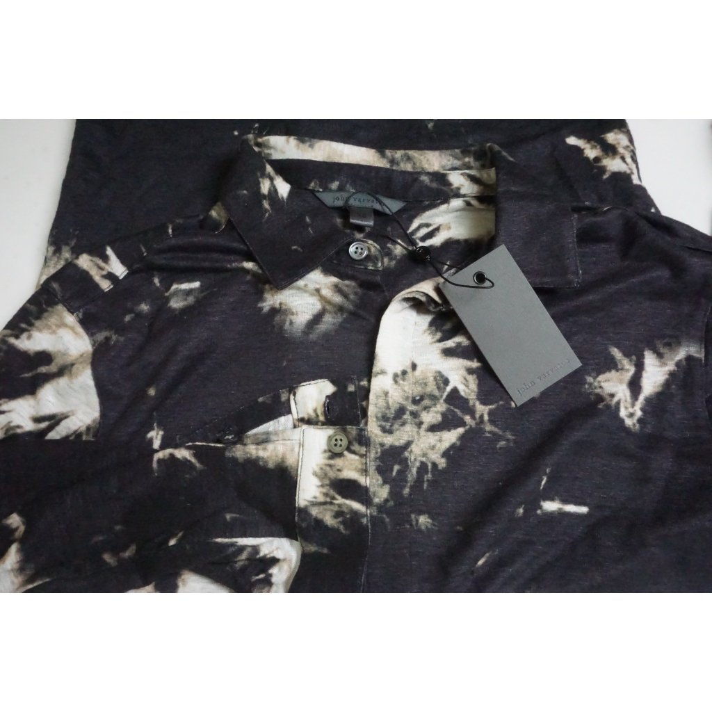 John Varvatos Linen Distressed Bleach Pattern Button Up Shirt Xs Brand New